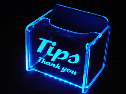 LED Glowing Tip Box- Wave Font-  Tip Jar -LED Tip Jar -Light up tip Jar -Ballot Box- Card Box- Musician Tip Jar