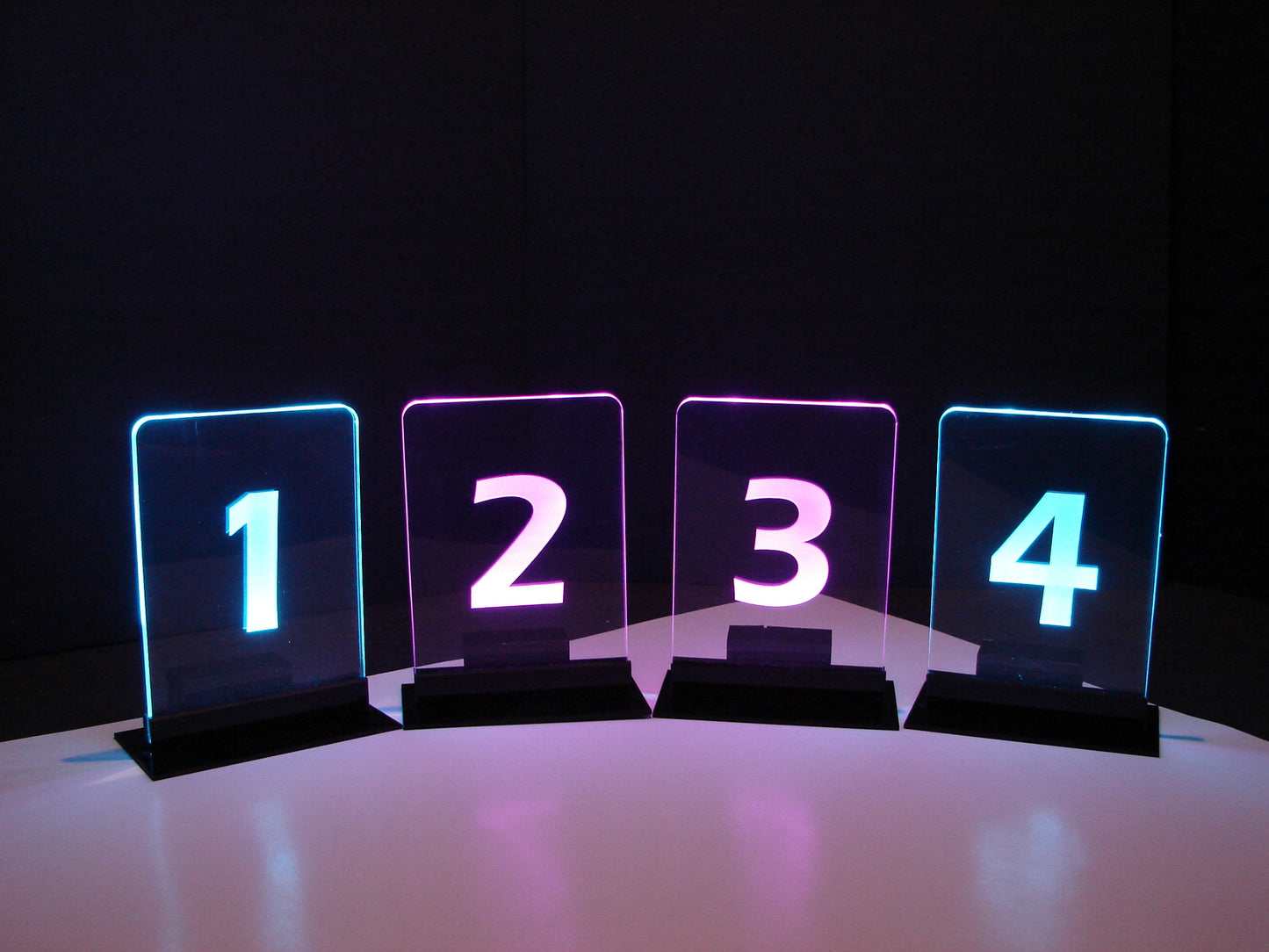 Glowing Table Sign - 5" x 7" Large Format - Set of 4- Choice of Fonts