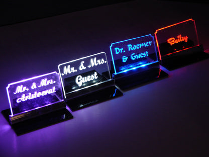 LED Place Setting Sign-Basic Style-Personalized-Set of 8-Text Only-Choice of Font