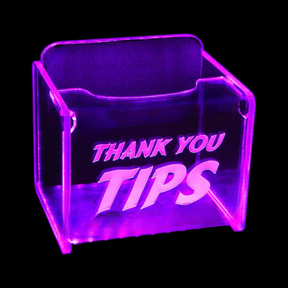 LED Glowing Tip Box- Signboard Font-  Tip Jar -LED Tip Jar -Light up tip Jar -Ballot Box- Card Box- Musician Tip Jar
