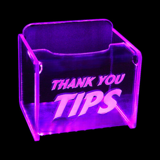 LED Glowing Tip Box- Signboard Font-  Tip Jar -LED Tip Jar -Light up tip Jar -Ballot Box- Card Box- Musician Tip Jar