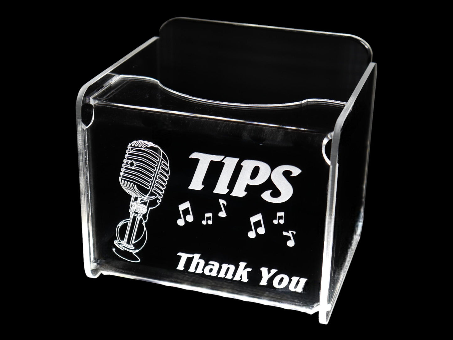 LED Glowing Tip Box - Microphone design for singers or karaoke- Tip Jar - LED Tip Jar - Light up tip Jar - Ballot Box- Musician tip jar