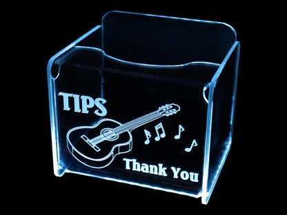 LED Glowing Tip Box-Acoustic Guitar for Musicians!  Tip Jar -LED Tip Jar -Light up tip Jar -Ballot Box-  Musician Tip Jar-Made in USA!