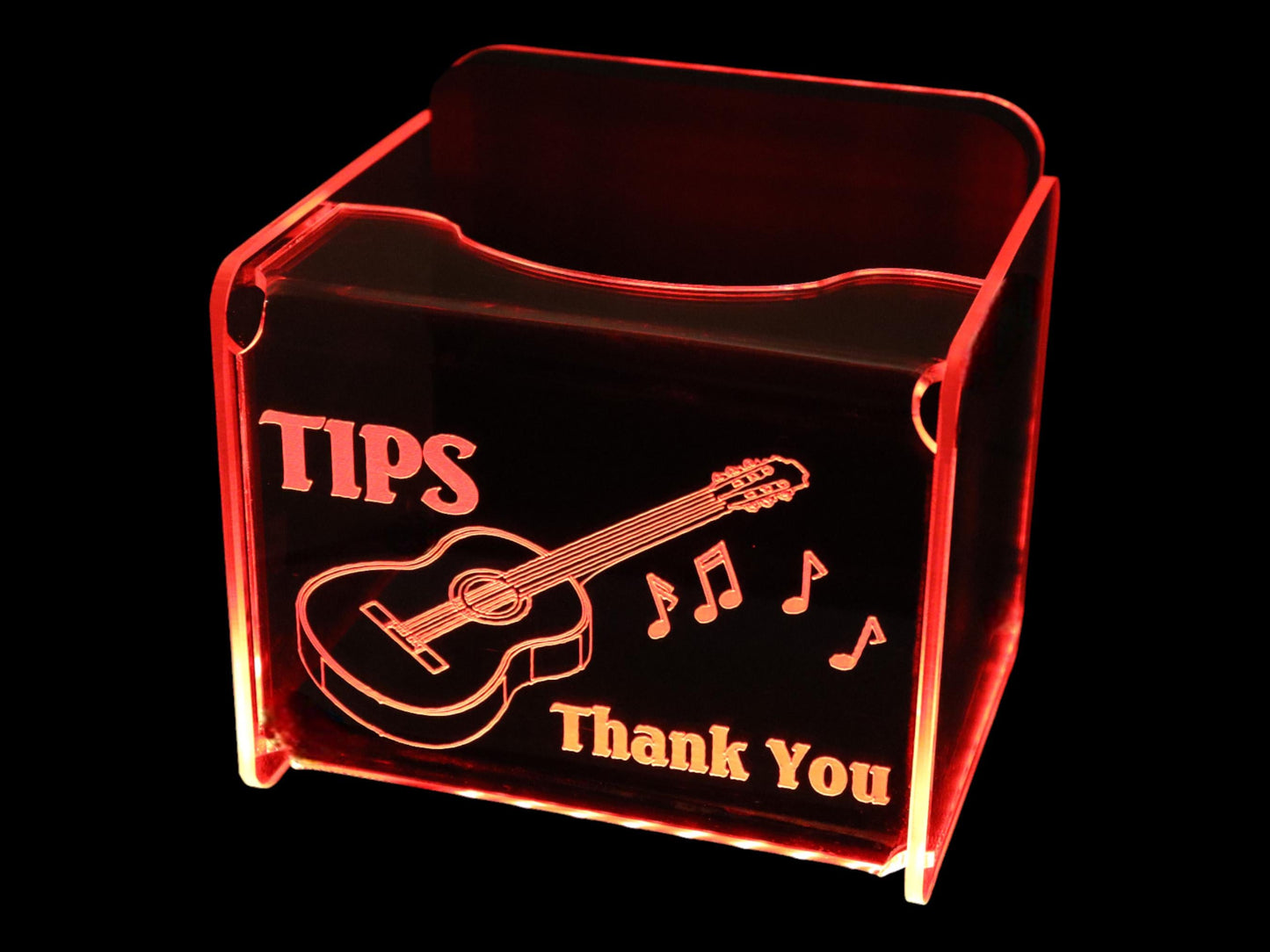 LED Glowing Tip Box-Acoustic Guitar for Musicians!  Tip Jar -LED Tip Jar -Light up tip Jar -Ballot Box-  Musician Tip Jar-Made in USA!
