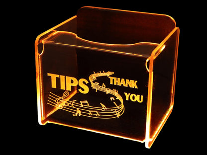 LED Glowing Tip Box- Music Lovers Tip Jar -LED Tip Jar -Light up tip Jar -Ballot Box- Card Box- Musician Tip Jar-Guitarist