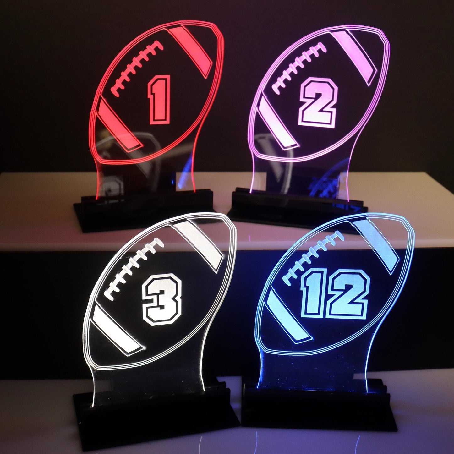 LED Table Number - Set of 4- Football Design