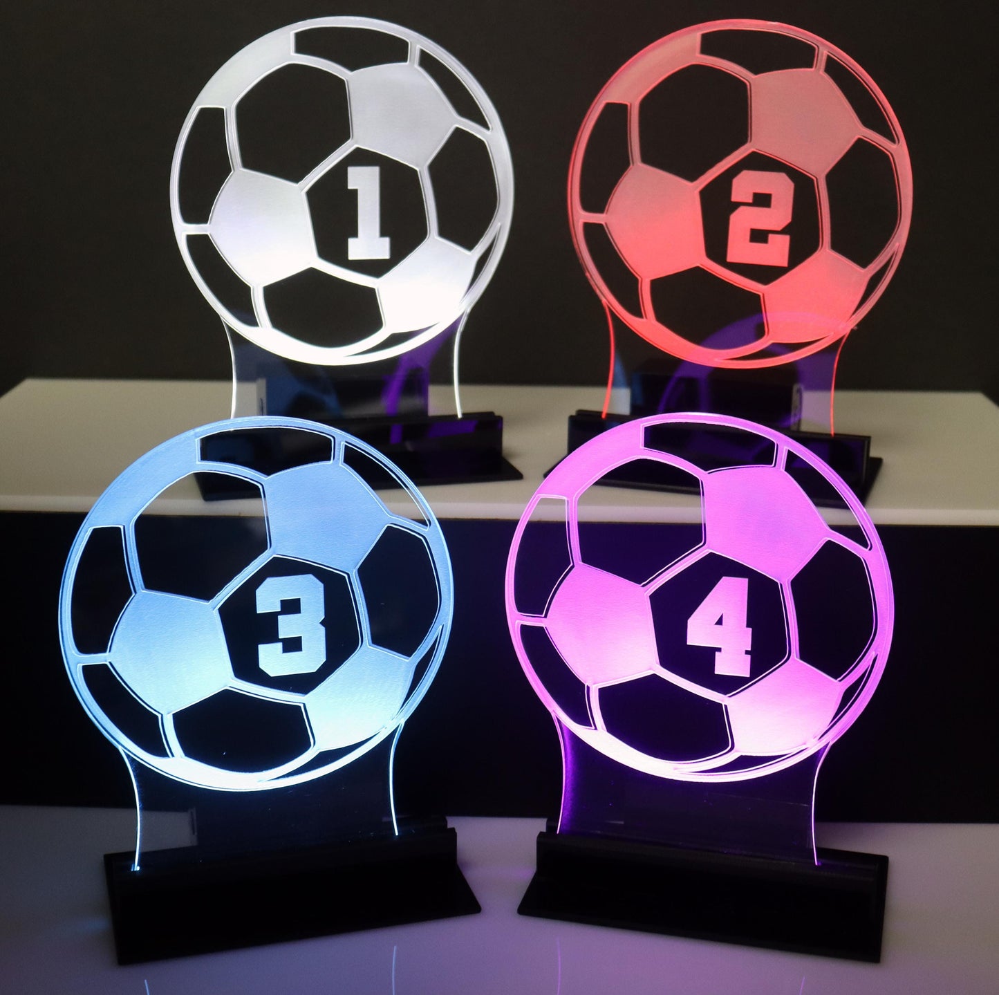 LED Table Number - Set of 4- Soccer Ball Design
