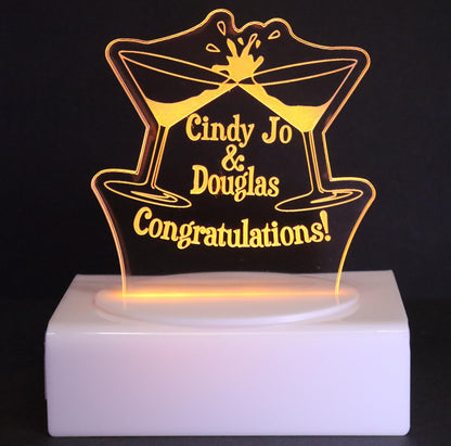 Personalized Cake Topper - Glowing LED - Engraved Acrylic - Celebration Design