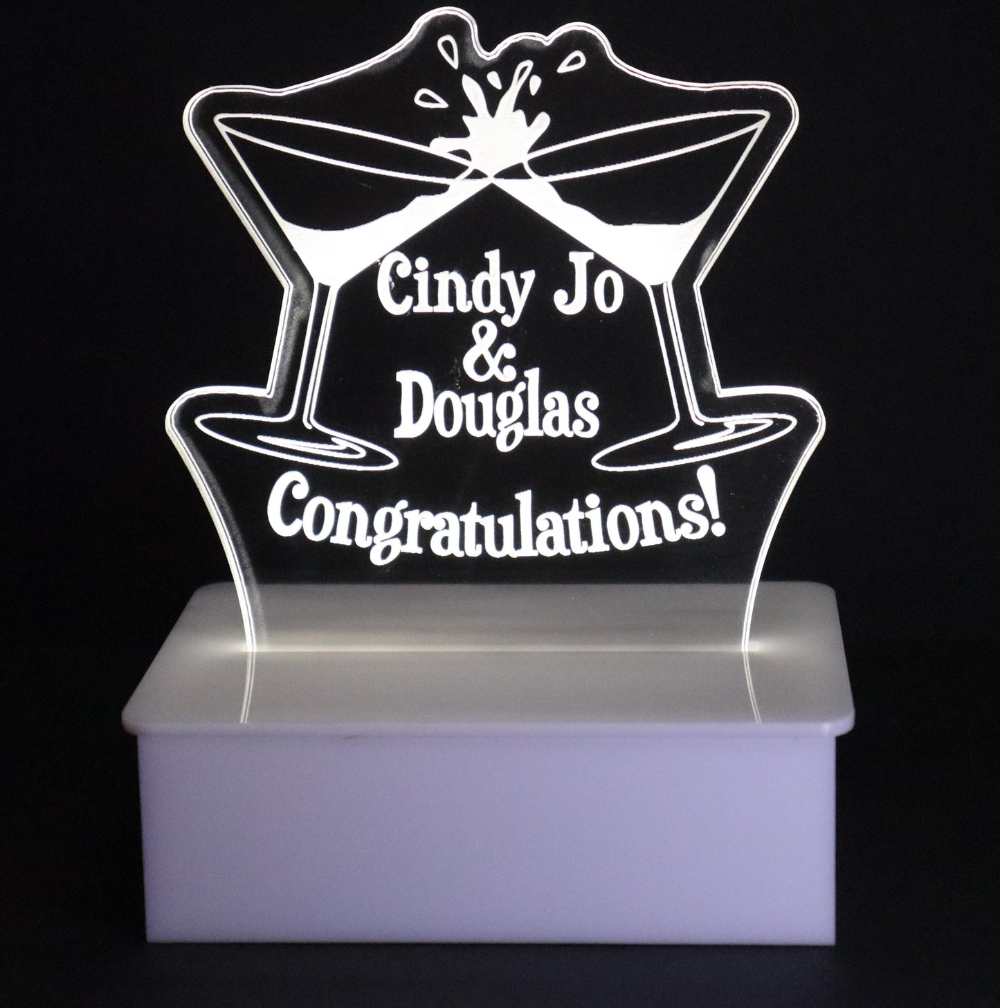 Personalized Cake Topper - Glowing LED - Engraved Acrylic - Celebration Design