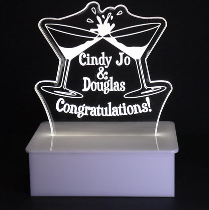 Personalized Cake Topper - Glowing LED - Engraved Acrylic - Celebration Design