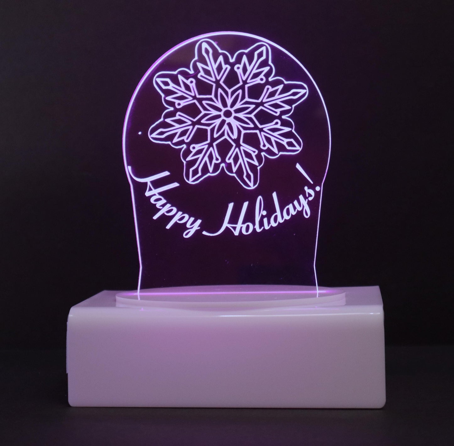 Personalized Cake Topper - Glowing LED - Engraved Acrylic - Snowflake Design