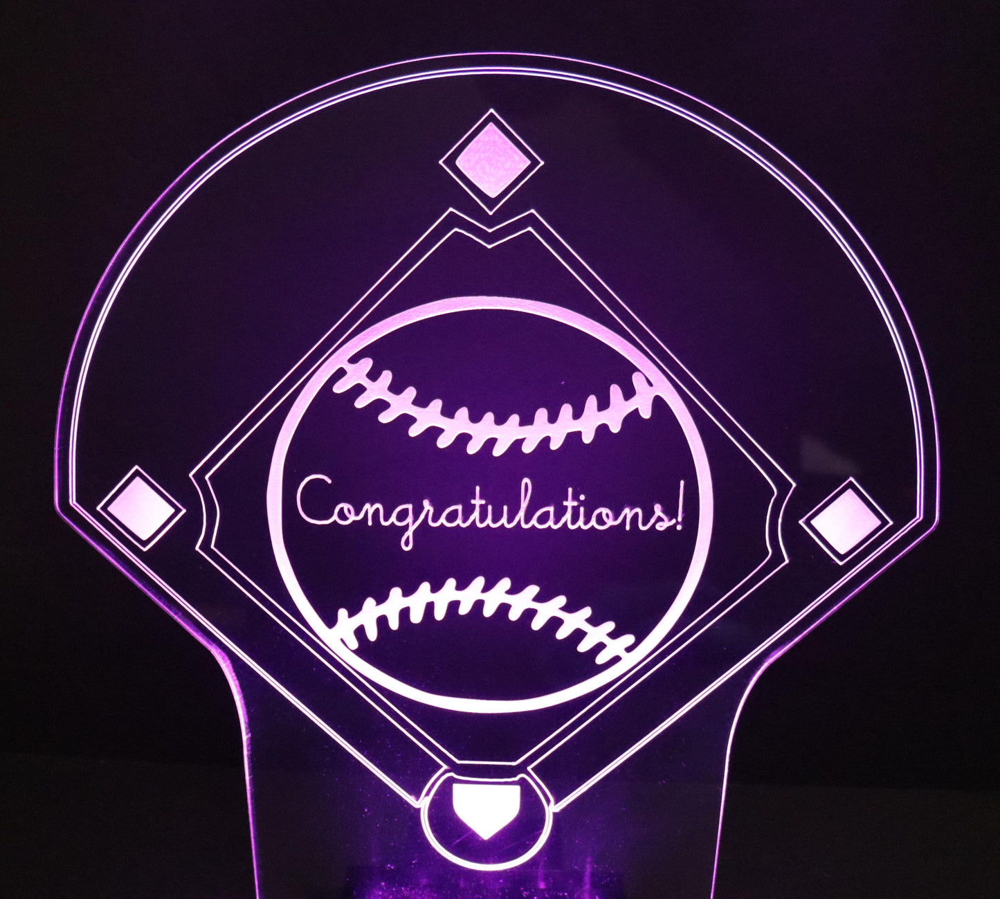LED Baseball Diamond Centerpiece-12" wide x 13" high-9 Volt Battery Powered-Add your logo or message!