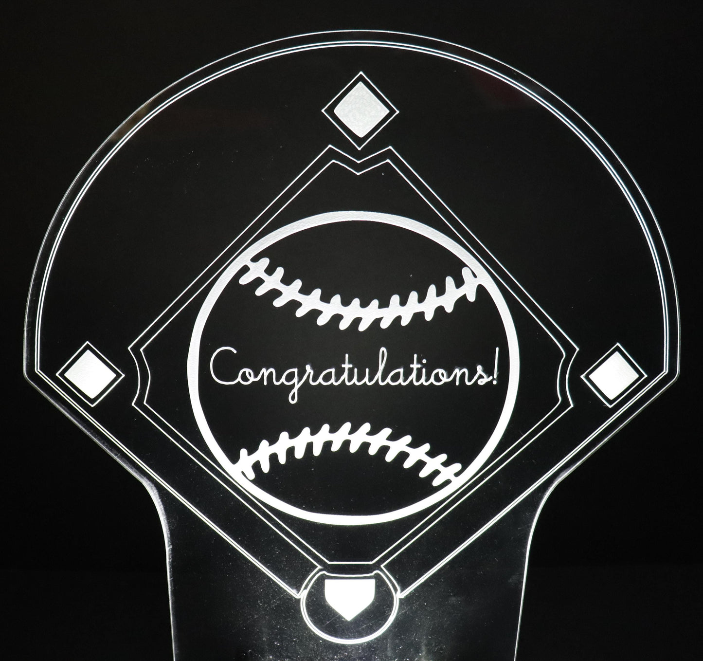 LED Baseball Diamond Centerpiece-12" wide x 13" high-9 Volt Battery Powered-Add your logo or message!