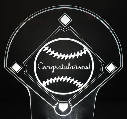 LED Baseball Diamond Centerpiece-12" wide x 13" high-9 Volt Battery Powered-Add your logo or message!