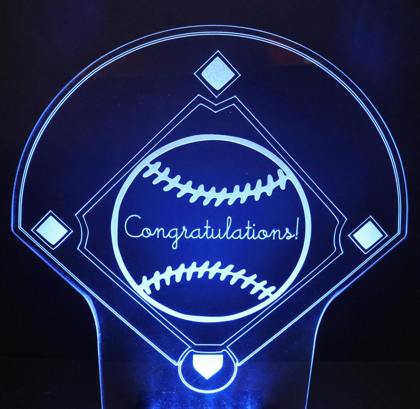 LED Baseball Diamond Centerpiece-12" wide x 13" high-9 Volt Battery Powered-Add your logo or message!