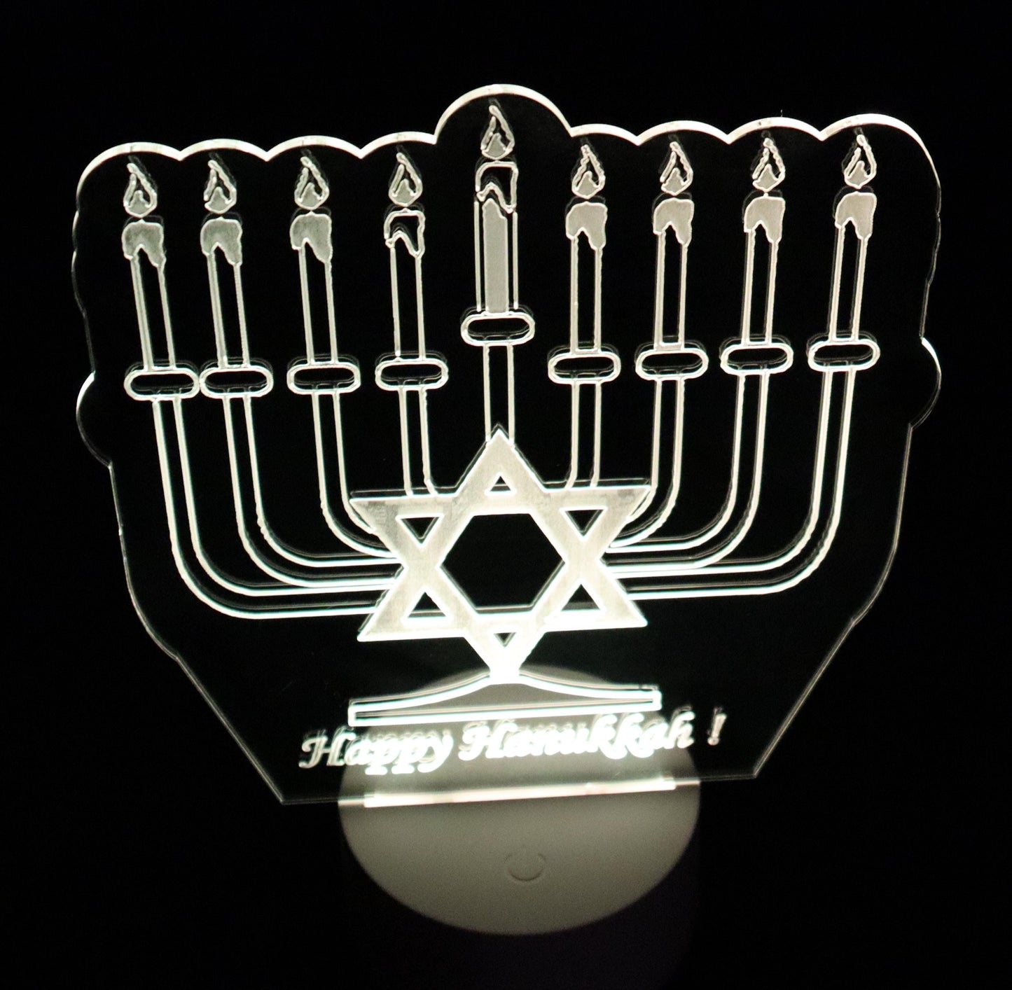 Glowing Hanukkah Menorah 10" tall - 8" wide - Multi-color, Multi pattern LED light base with remote control