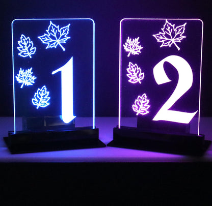 LED Table Number - Set of 4- Autumn Leaves Design