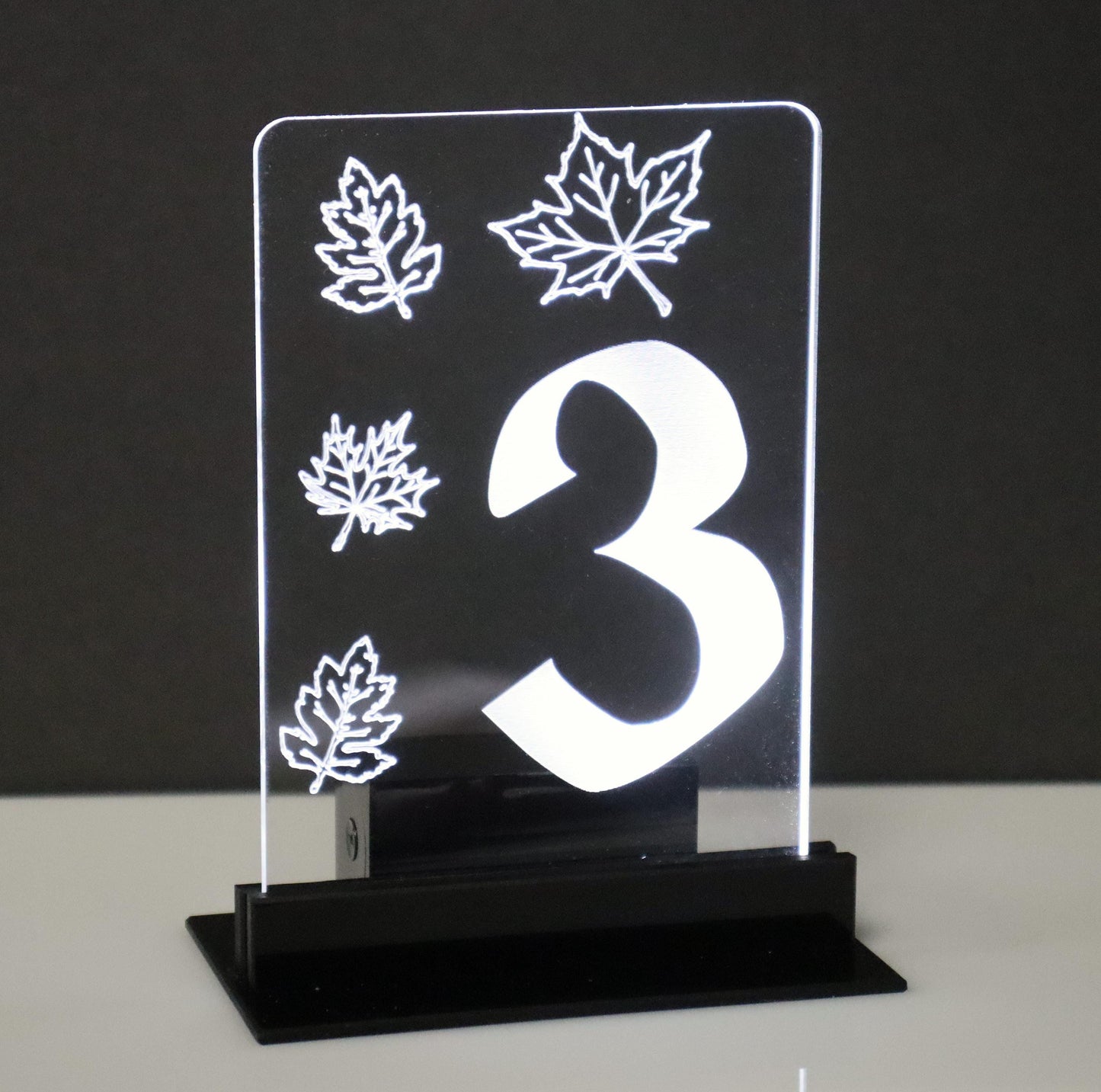 LED Table Number - Set of 4- Autumn Leaves Design