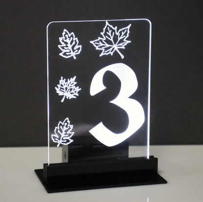 LED Table Number - Set of 4- Autumn Leaves Design