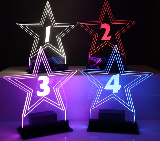 LED Table Number- Set of 4- Movie Star Design