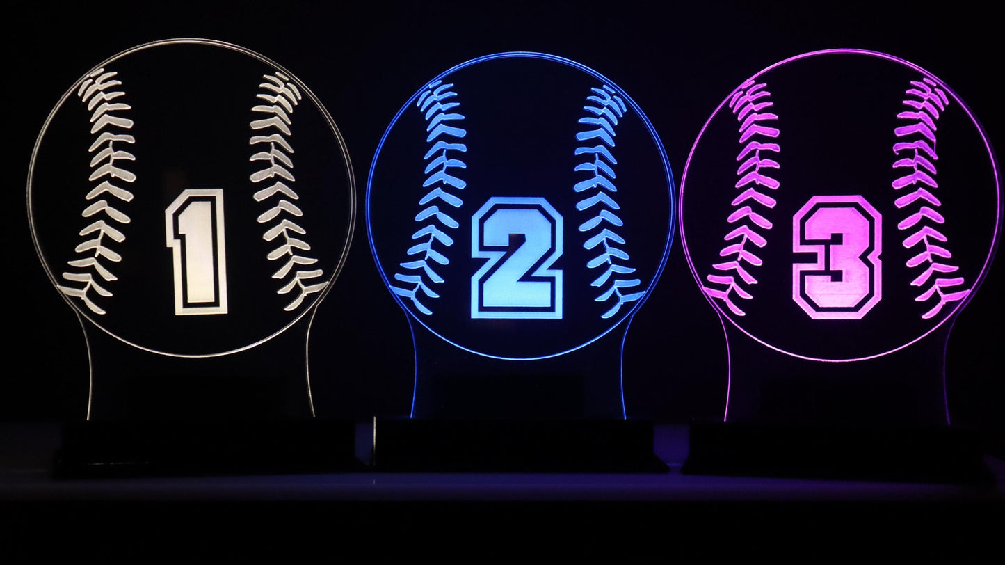 LED Table Number - Set of 4- Baseball