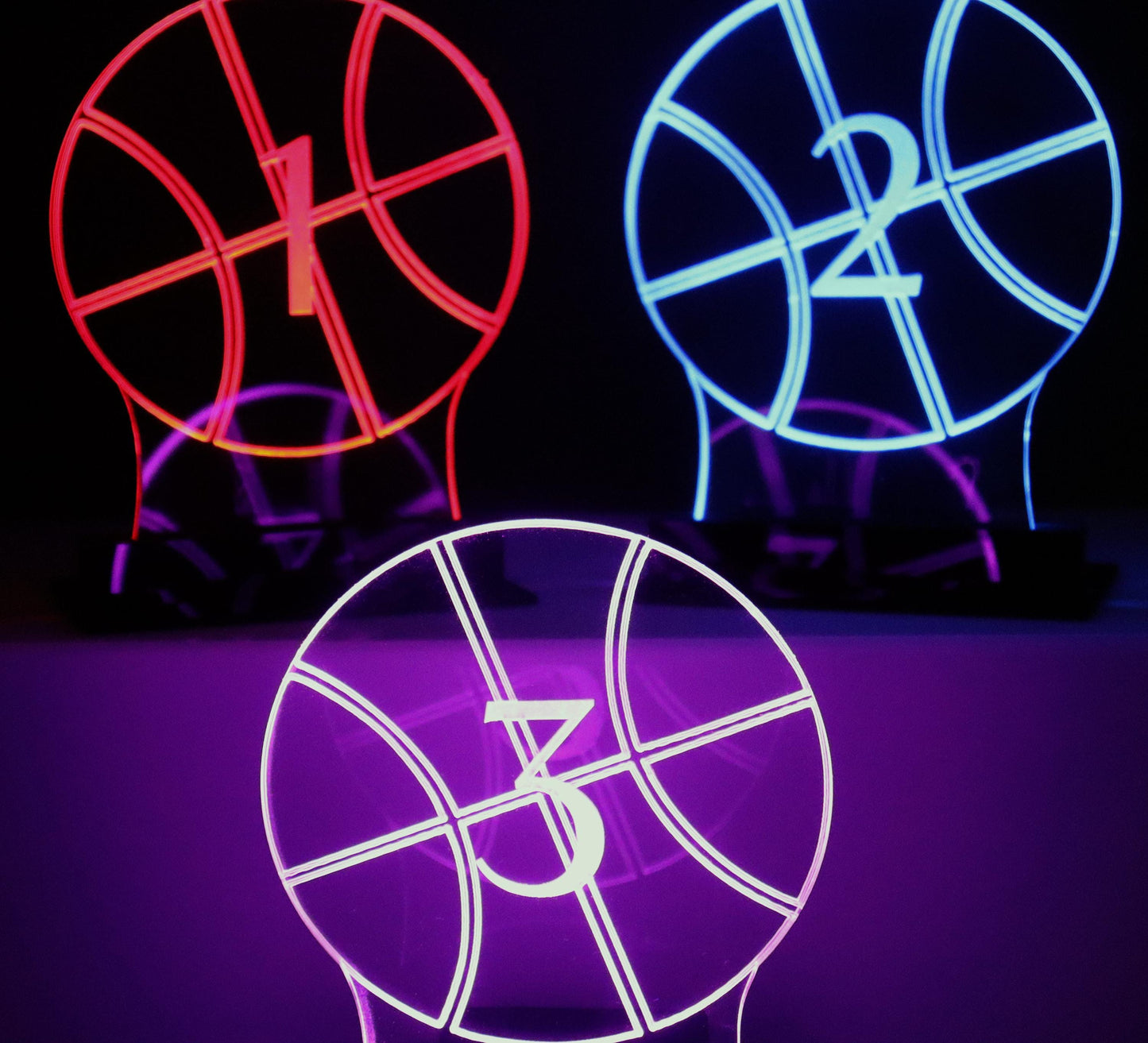 LED Table Number - Set of 4- Basketball Design