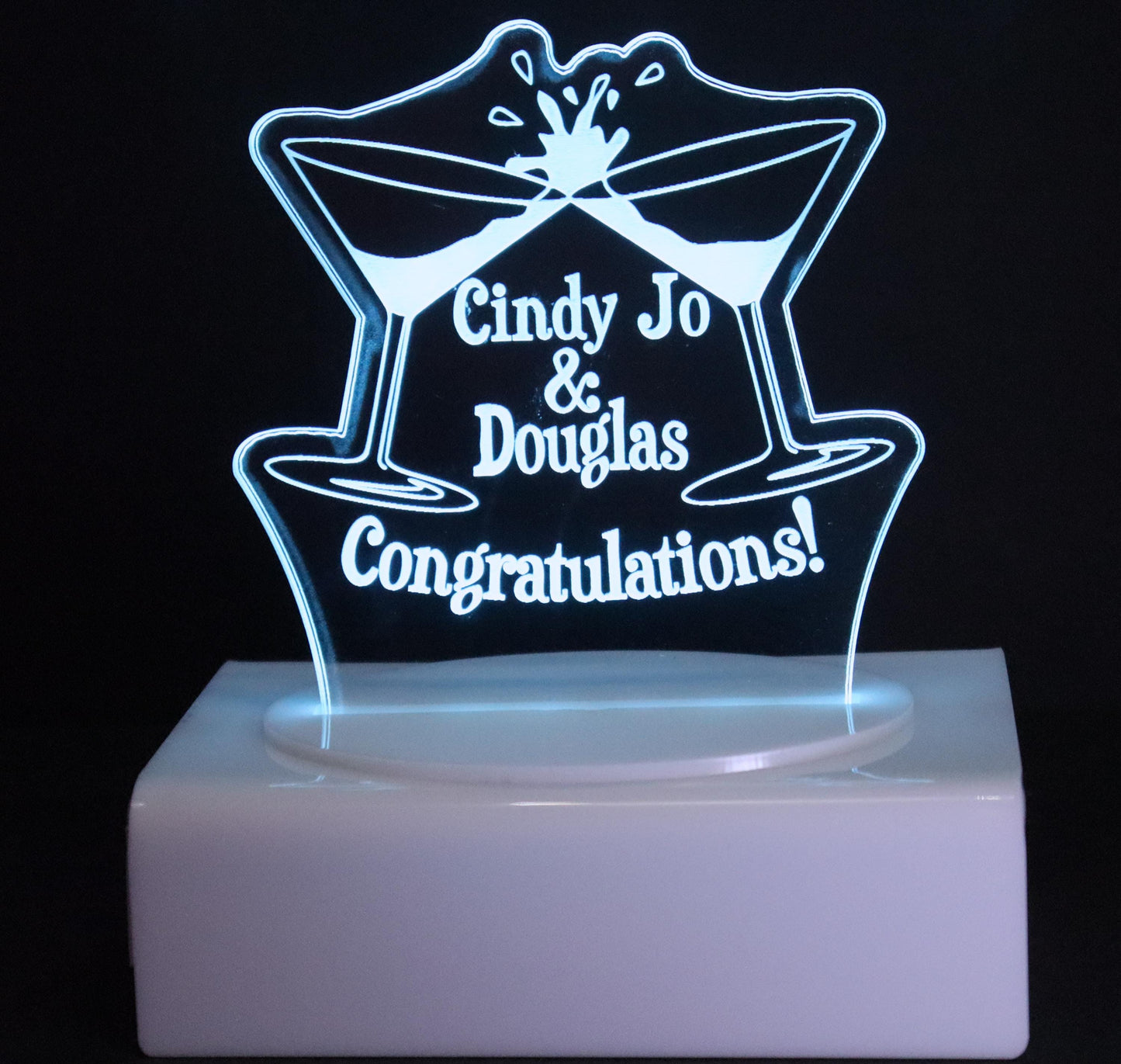Personalized Cake Topper - Glowing LED - Engraved Acrylic - Celebration Design