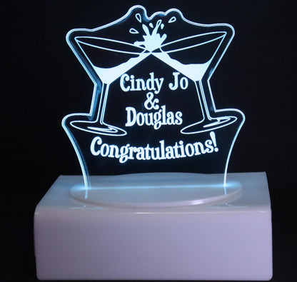 Personalized Cake Topper - Glowing LED - Engraved Acrylic - Celebration Design