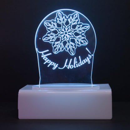 Personalized Cake Topper - Glowing LED - Engraved Acrylic - Snowflake Design
