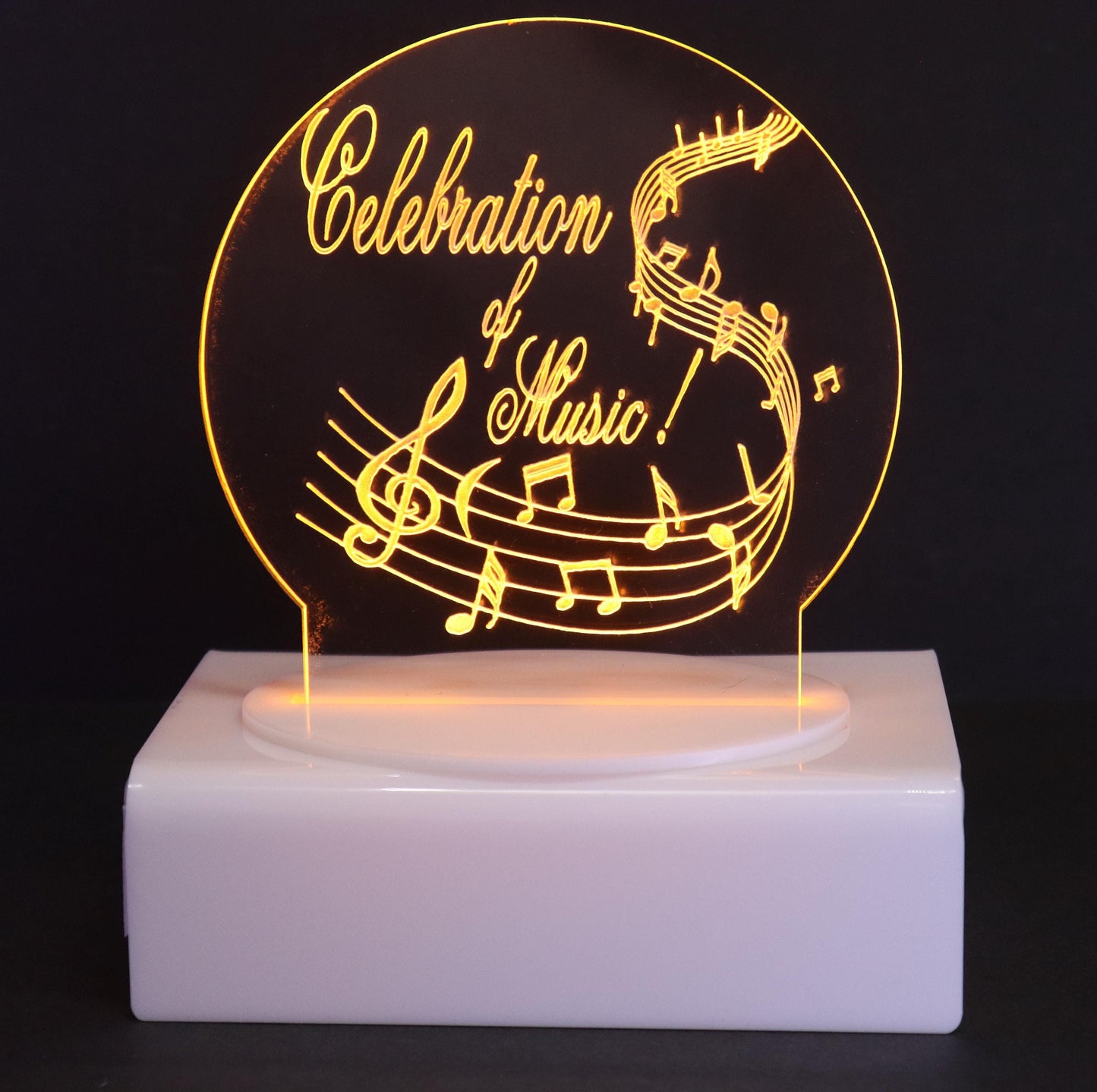 Personalized Cake Topper - Glowing LED - Engraved Acrylic - Music Lovers Design