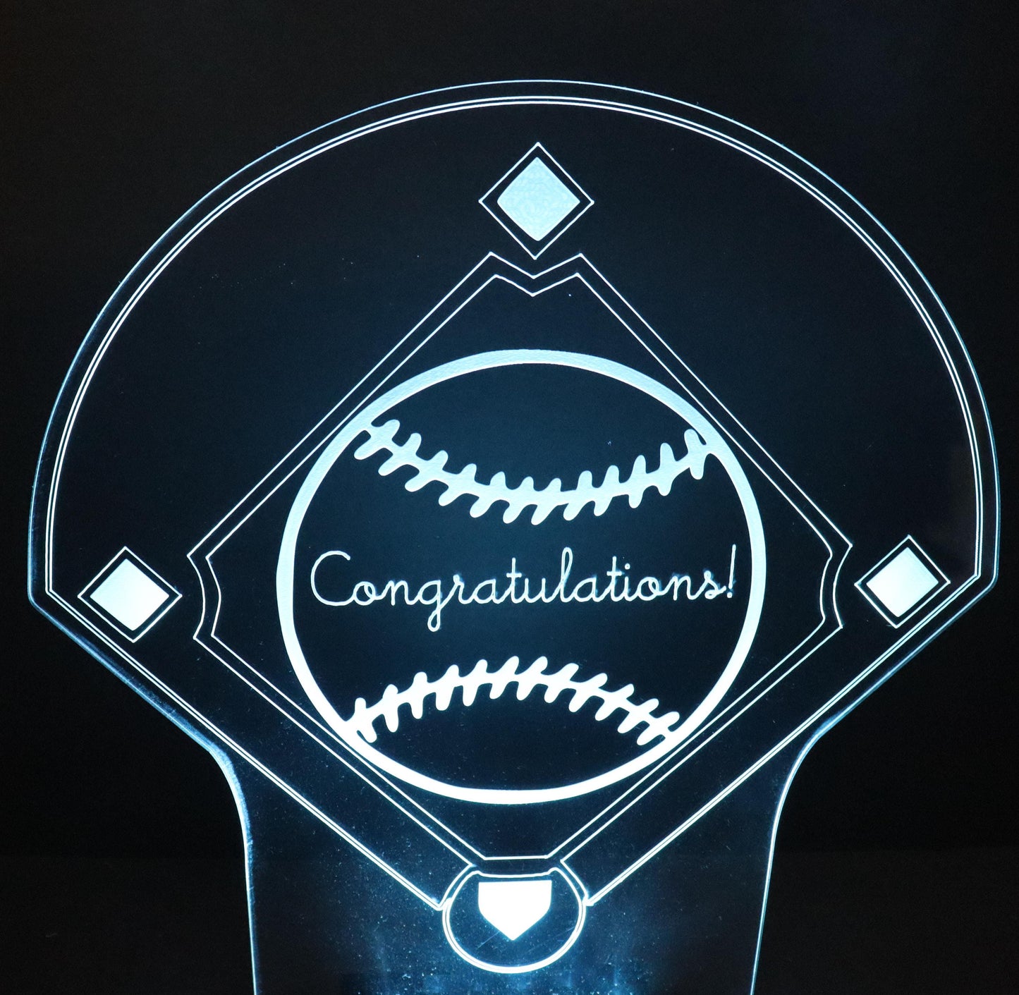 LED Baseball Diamond Centerpiece-12" wide x 13" high-9 Volt Battery Powered-Add your logo or message!