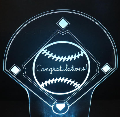 LED Baseball Diamond Centerpiece-12" wide x 13" high-9 Volt Battery Powered-Add your logo or message!