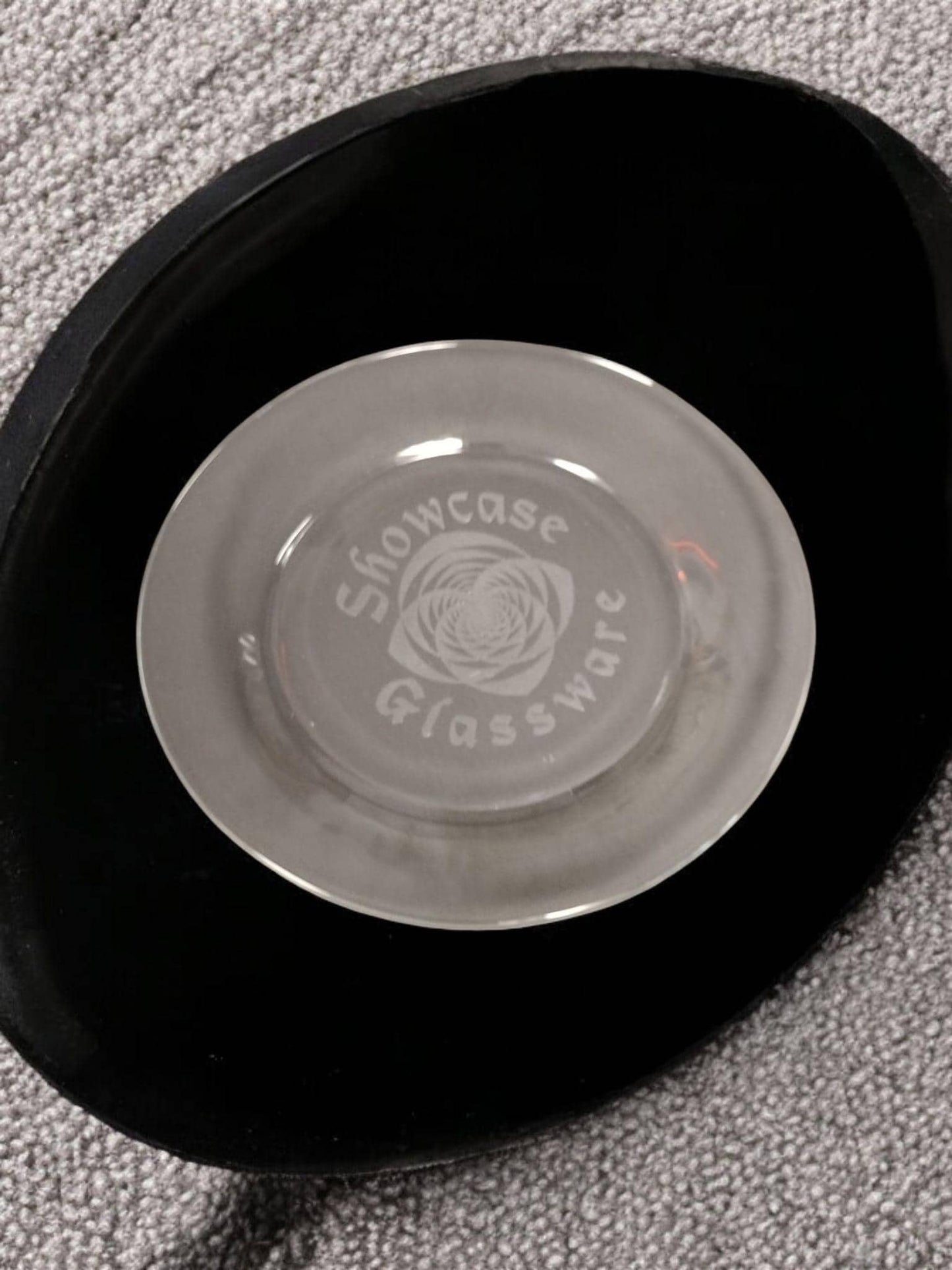 Set of 8 Glass Plates - 10.5" diameter - Clear with laser etching of your event or logo.