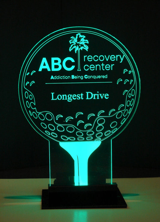 Golf Ball Centerpiece-Your logo or message-Choice of 9 LED colors-Corporate Event Centerpiece